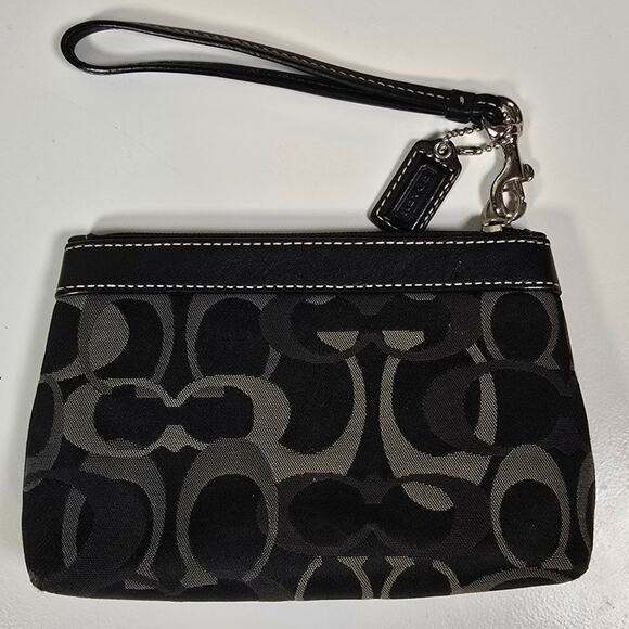 Coach Vintage Pleated Signature Wristlet Black Brown - Picture 2 of 5